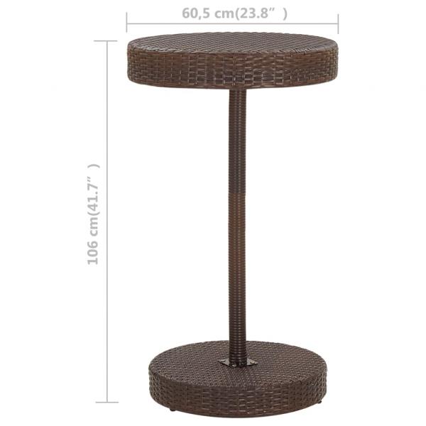 3-tlg. Gartenbar-Set mit Kissen Poly Rattan Braun