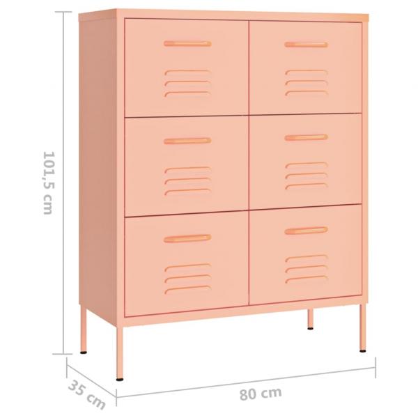 Schubladenschrank Rosa 80x35x101,5 cm Stahl    