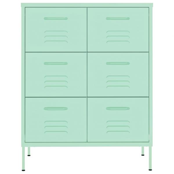 Schubladenschrank Minzgrün 80x35x101,5 cm Stahl    