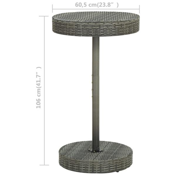 3-tlg. Gartenbar-Set mit Kissen Poly Rattan Grau