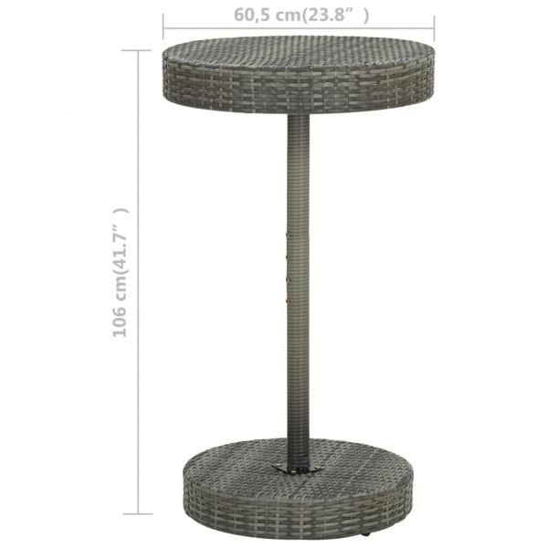 3-tlg. Gartenbar-Set mit Kissen Poly Rattan Grau
