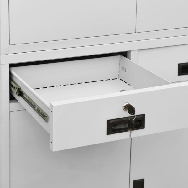 ARDEBO.de - Büroschrank Hellgrau 90x40x180 cm Stahl 