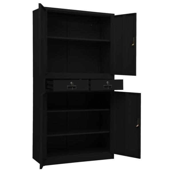 ARDEBO.de - Büroschrank Schwarz 90x40x180 cm Stahl