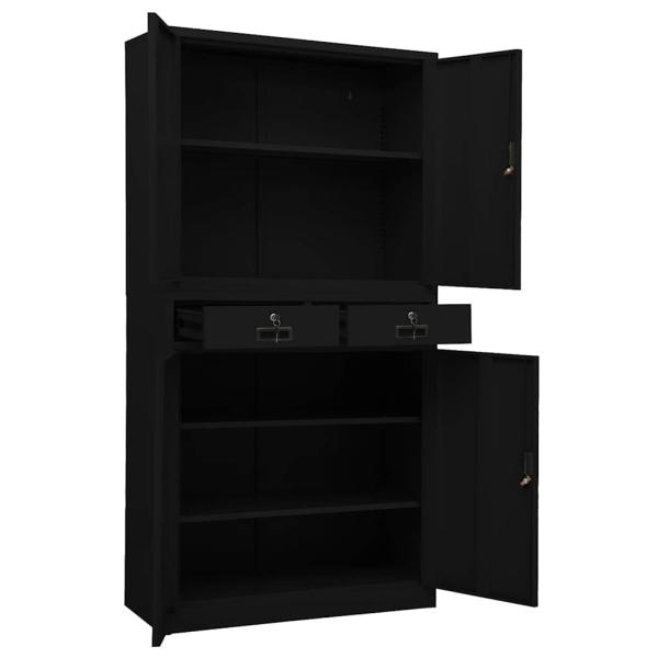 B?roschrank Schwarz 90x40x180 cm Stahl