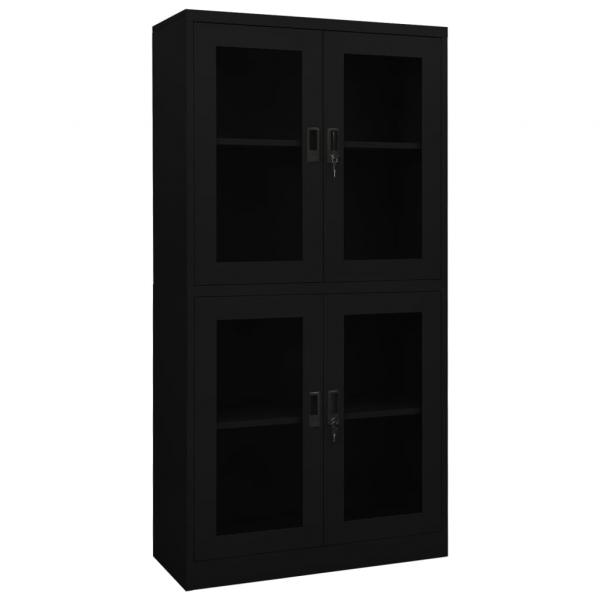 ARDEBO.de - Büroschrank Schwarz 90x40x180 cm Stahl und Hartglas