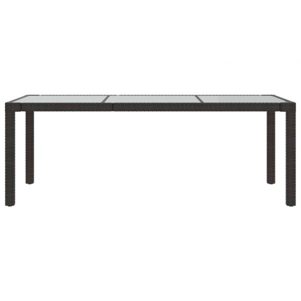 Gartentisch Braun 190x90x75 cm Gehärtetes Glas und Poly Rattan