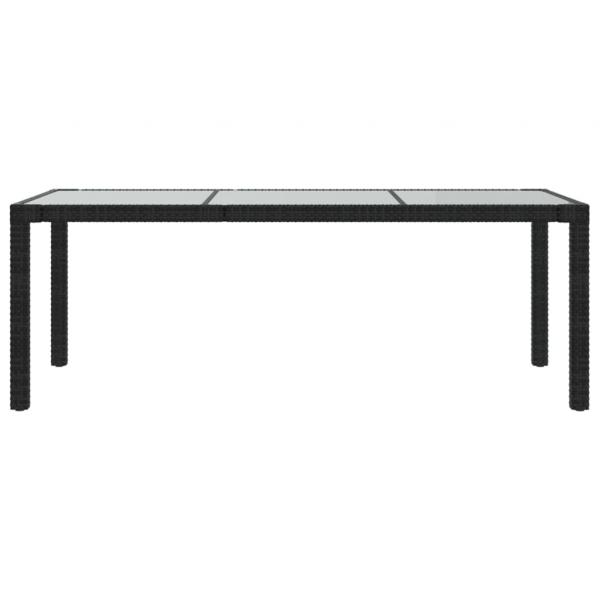 Gartentisch Schwarz 190x90x75 cm Gehärtetes Glas Poly Rattan