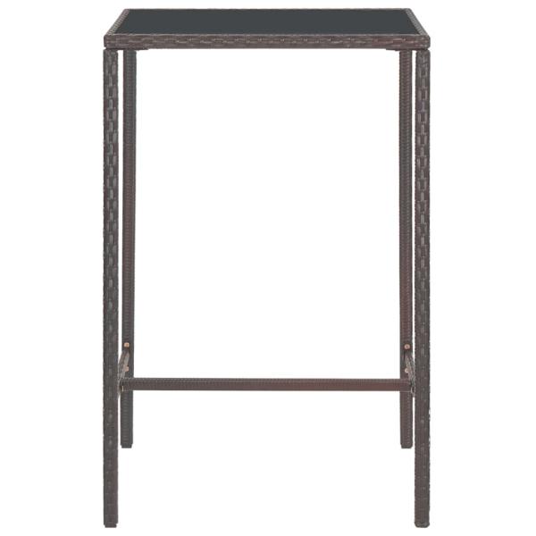 3-tlg. Gartenbar-Set mit Kissen Poly Rattan Braun