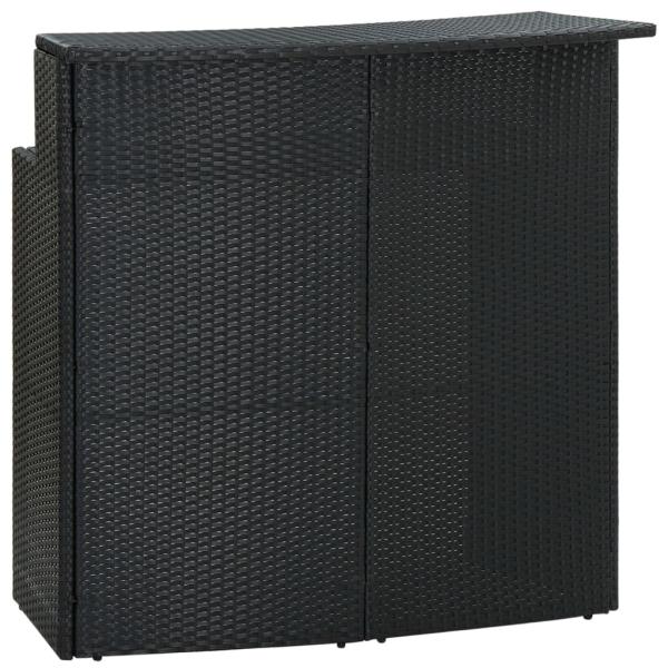 3-tlg. Gartenbar-Set mit Kissen Poly Rattan Schwarz