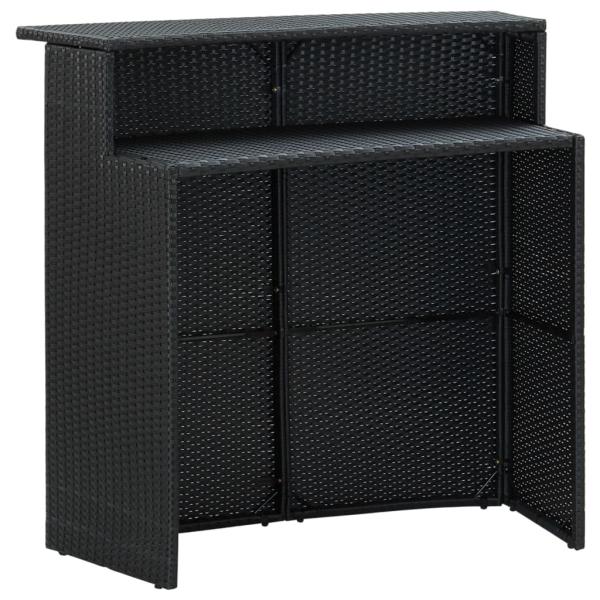 3-tlg. Gartenbar-Set mit Kissen Poly Rattan Schwarz