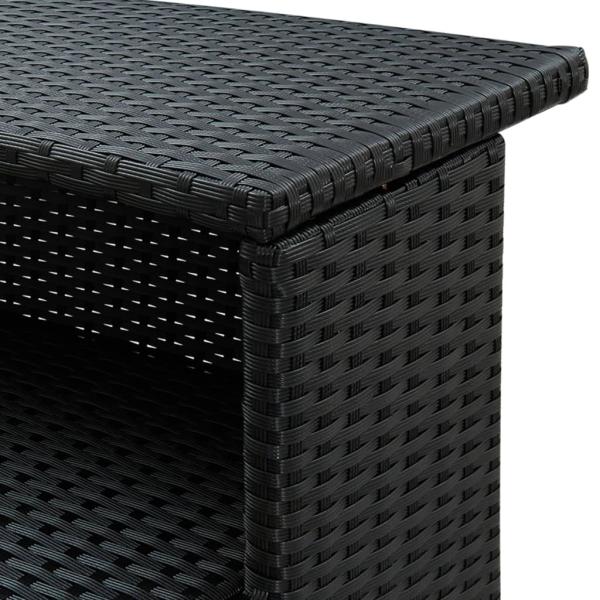 3-tlg. Gartenbar-Set mit Kissen Poly Rattan Schwarz