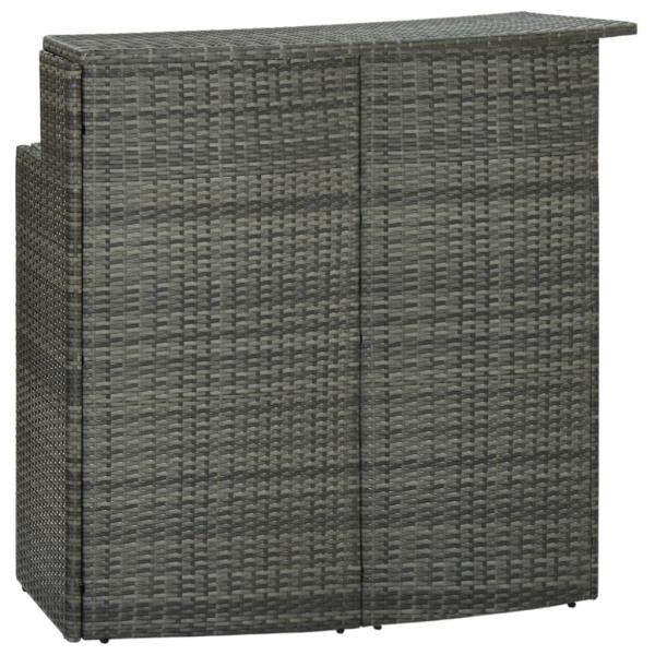 3-tlg. Gartenbar-Set mit Kissen Poly Rattan Grau