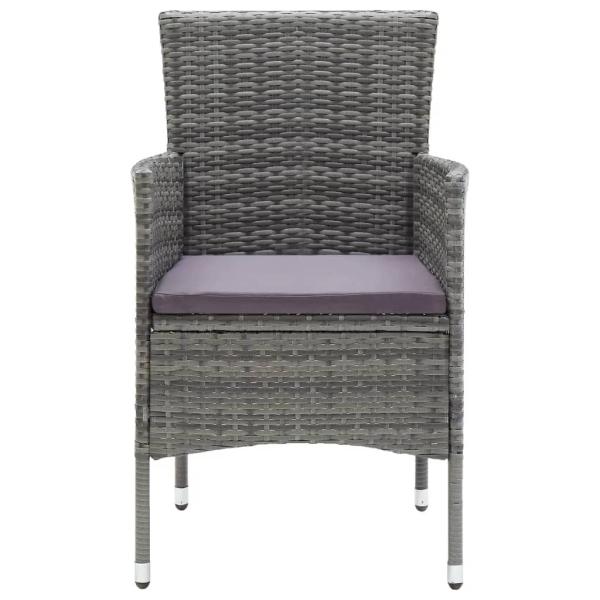 7-tlg. Garten-Essgruppe mit Kissen Poly Rattan Grau