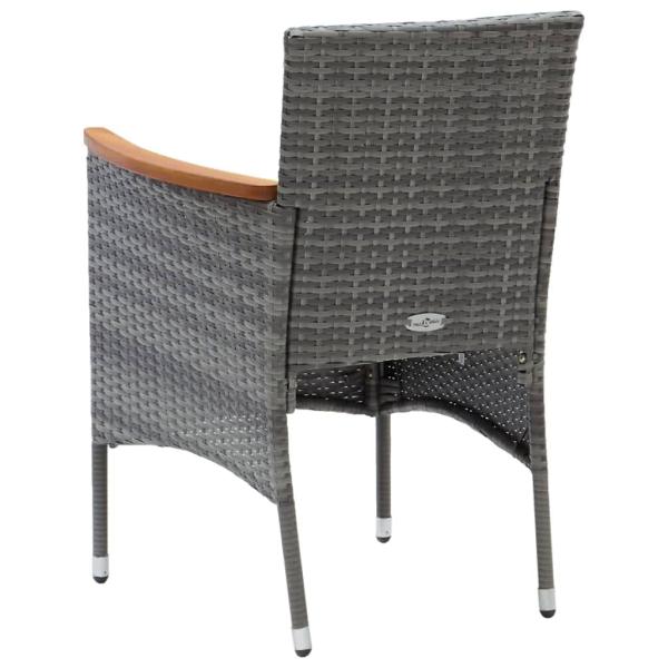9-tlg. Garten-Essgruppe mit Kissen Poly Rattan Grau 