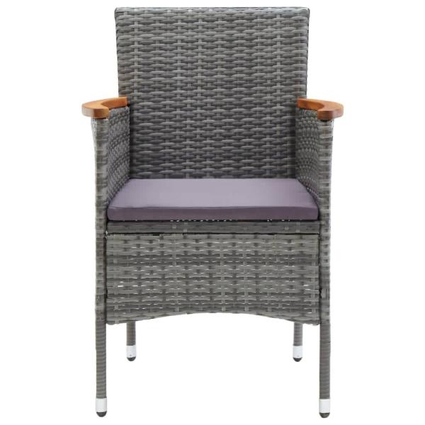 9-tlg. Garten-Essgruppe mit Kissen Poly Rattan Grau 