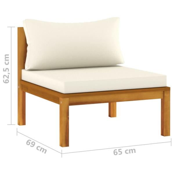 4-Sitzer-Gartensofa mit Creme Kissen Massivholz Akazie