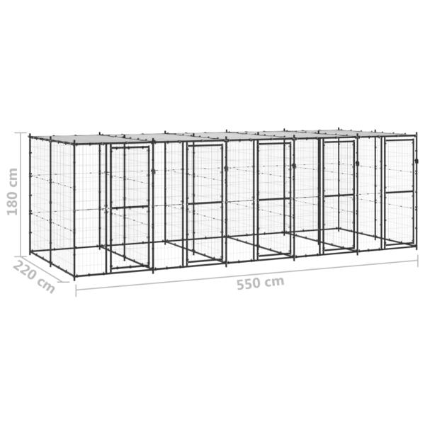 Outdoor-Hundezwinger Stahl mit Überdachung 12,1 m²