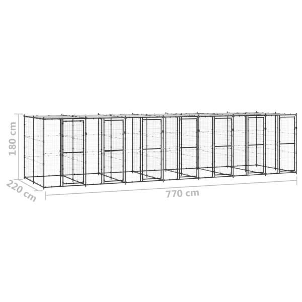 Outdoor-Hundezwinger Stahl mit Überdachung 16,94 m²