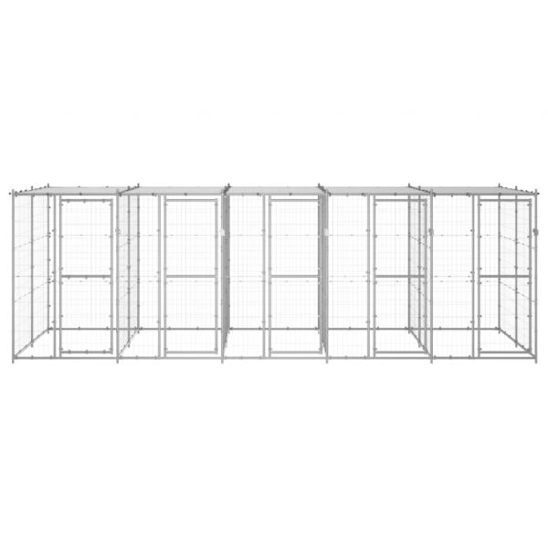 Outdoor-Hundezwinger mit Überdachung Verzinkter Stahl 12,1 m²