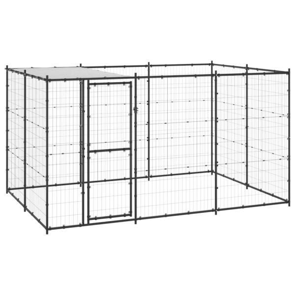 Outdoor-Hundezwinger mit Überdachung Stahl 7,26 m²
