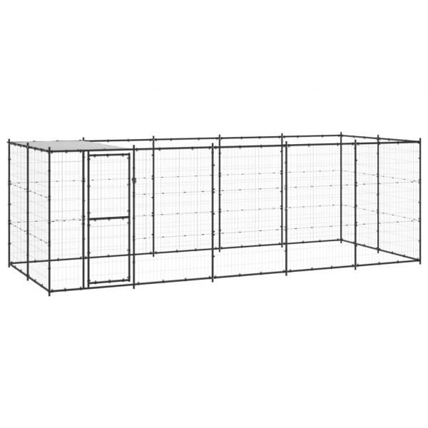ARDEBO.de - Outdoor-Hundezwinger mit Überdachung Stahl 12,1 m²