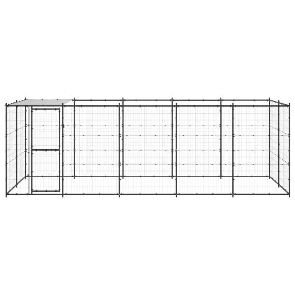 Outdoor-Hundezwinger mit Überdachung Stahl 12,1 m²