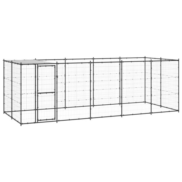 Outdoor-Hundezwinger mit Überdachung Stahl 12,1 m²