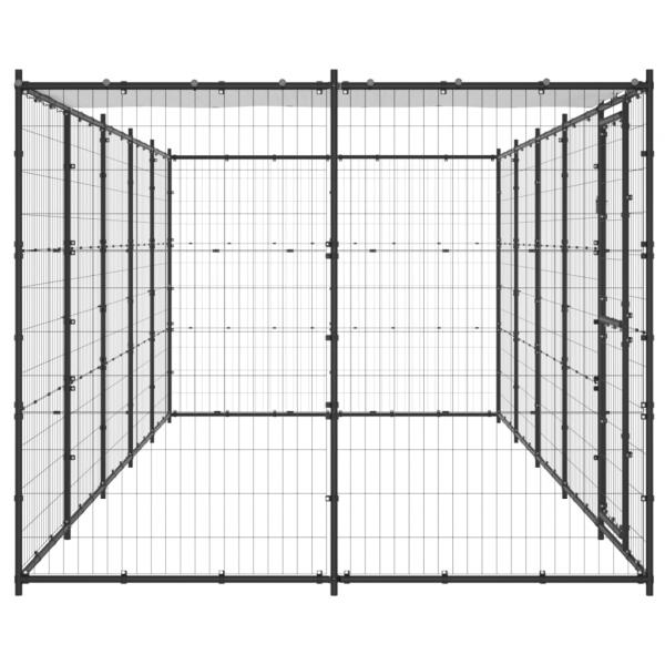 Outdoor-Hundezwinger mit Überdachung Stahl 12,1 m²