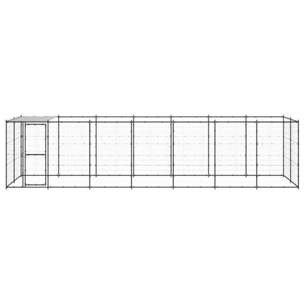 Outdoor-Hundezwinger mit Überdachung Stahl 16,94 m²