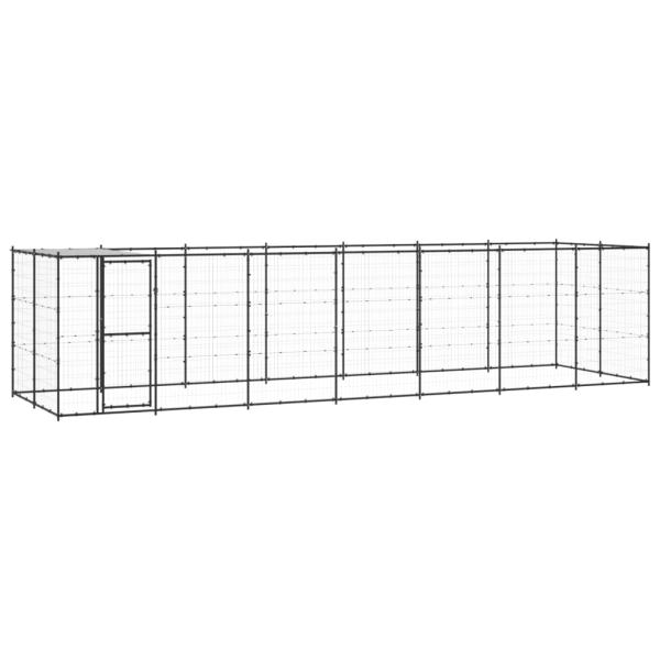 Outdoor-Hundezwinger mit Überdachung Stahl 16,94 m²