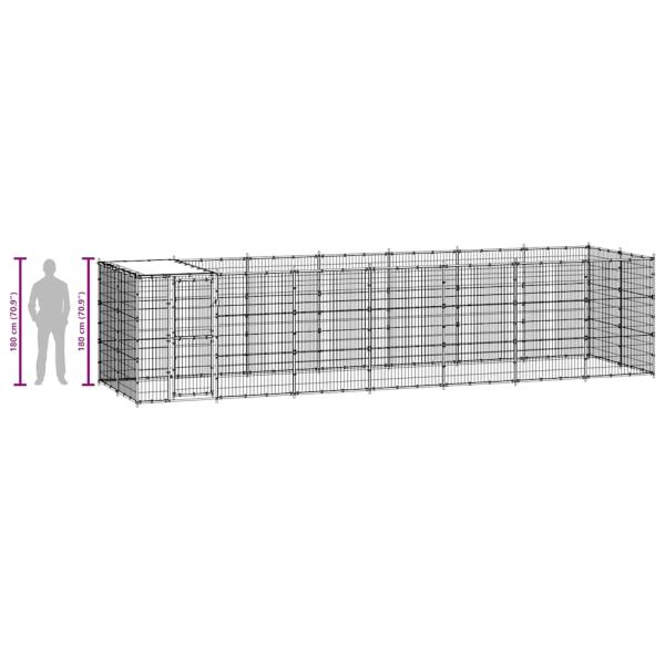 Outdoor-Hundezwinger mit Überdachung Stahl 16,94 m²
