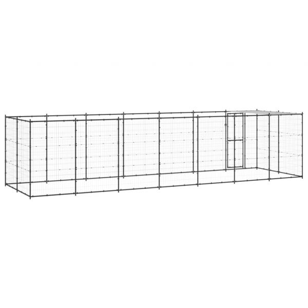 Outdoor-Hundezwinger mit Überdachung Stahl 16,94 m²