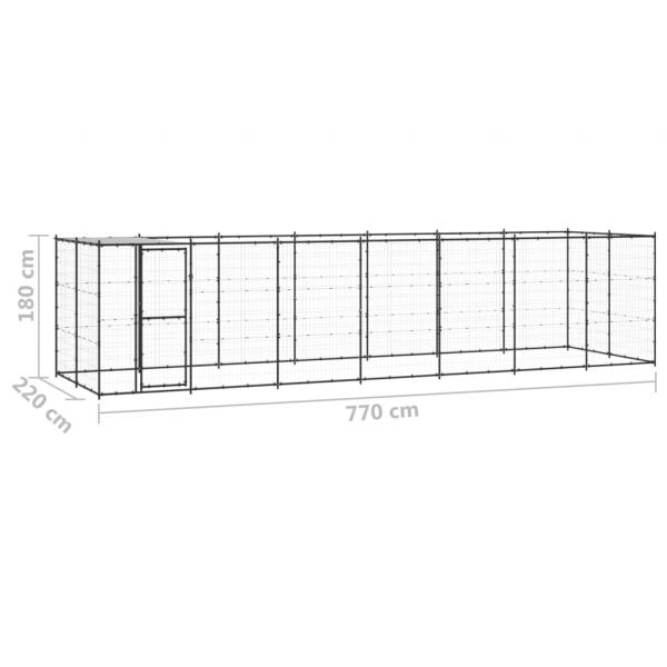 Outdoor-Hundezwinger mit Überdachung Stahl 16,94 m²
