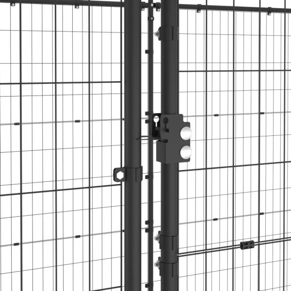 Outdoor-Hundezwinger mit Überdachung Stahl 16,94 m²