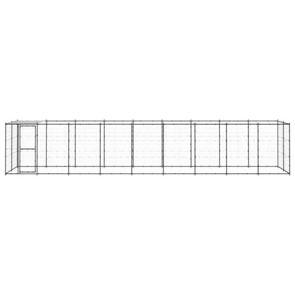 Outdoor-Hundezwinger mit Überdachung Stahl 21,78 m²