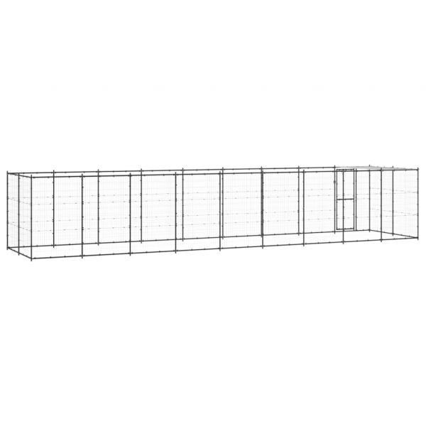 Outdoor-Hundezwinger mit Überdachung Stahl 21,78 m²