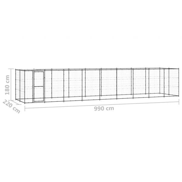 Outdoor-Hundezwinger mit Überdachung Stahl 21,78 m²