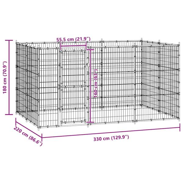Outdoor-Hundezwinger Stahl 7,26 m²
