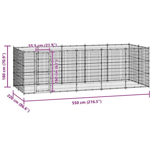 Outdoor-Hundezwinger Stahl 12,1 m²