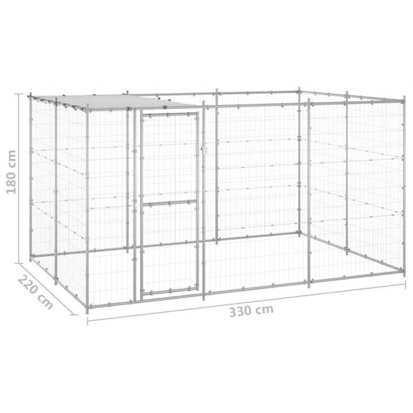 Outdoor-Hundezwinger mit Überdachung Verzinkter Stahl 7,26 m²