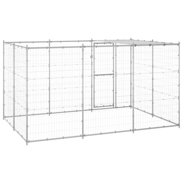 Outdoor-Hundezwinger mit Überdachung Verzinkter Stahl 7,26 m²