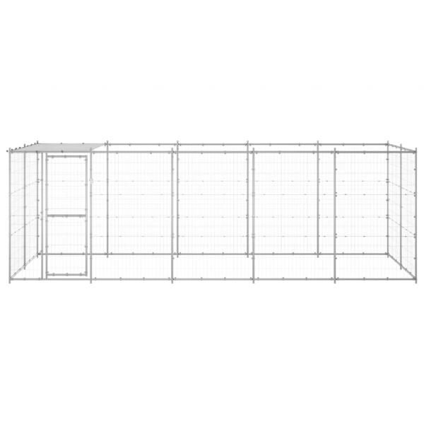 Outdoor-Hundezwinger mit Überdachung Verzinkter Stahl 12,1 m²