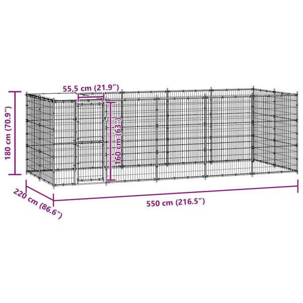 Outdoor-Hundezwinger mit Überdachung Verzinkter Stahl 12,1 m²