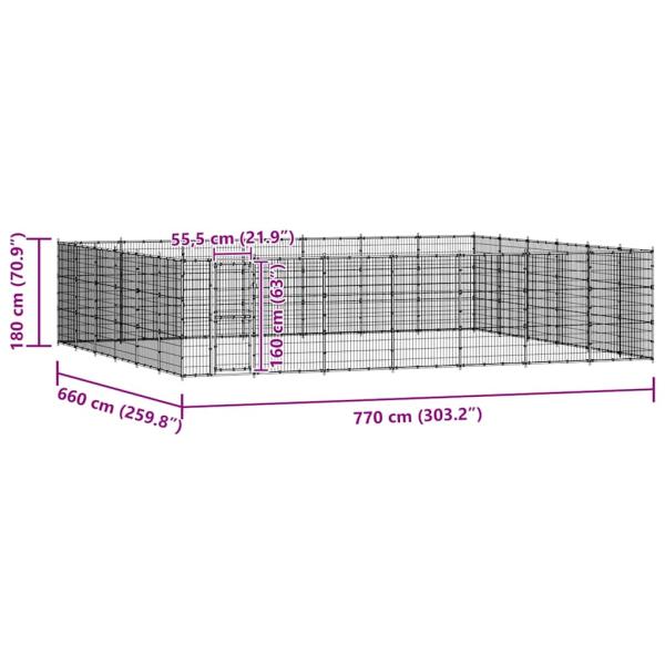 Outdoor-Hundezwinger Stahl 50,82 m²