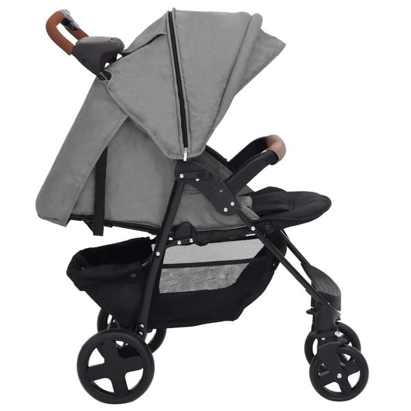 3-in-1 Kinderwagen Hellgrau Stahl 