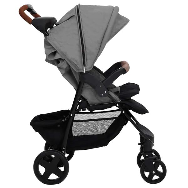 3-in-1 Kinderwagen Hellgrau Stahl 