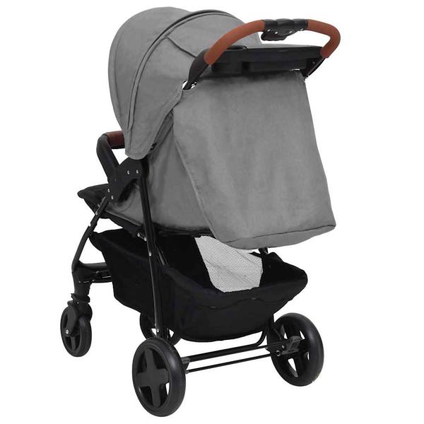 3-in-1 Kinderwagen Hellgrau Stahl 