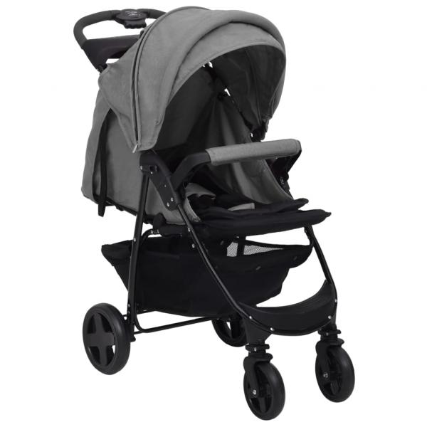 3-in-1 Kinderwagen Hellgrau Stahl 