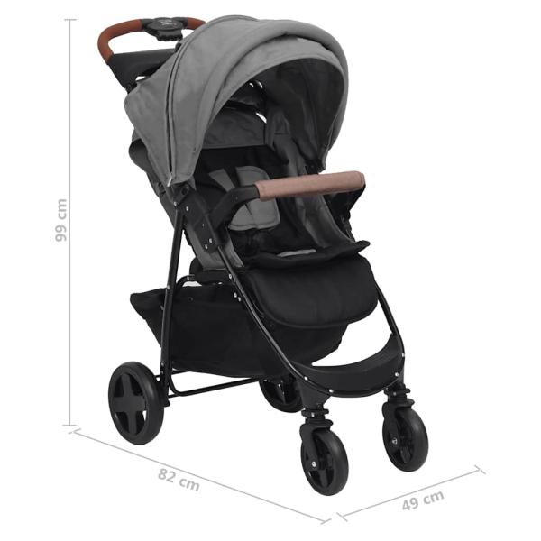 3-in-1 Kinderwagen Hellgrau Stahl 