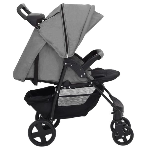 3-in-1 Kinderwagen Hellgrau Stahl 